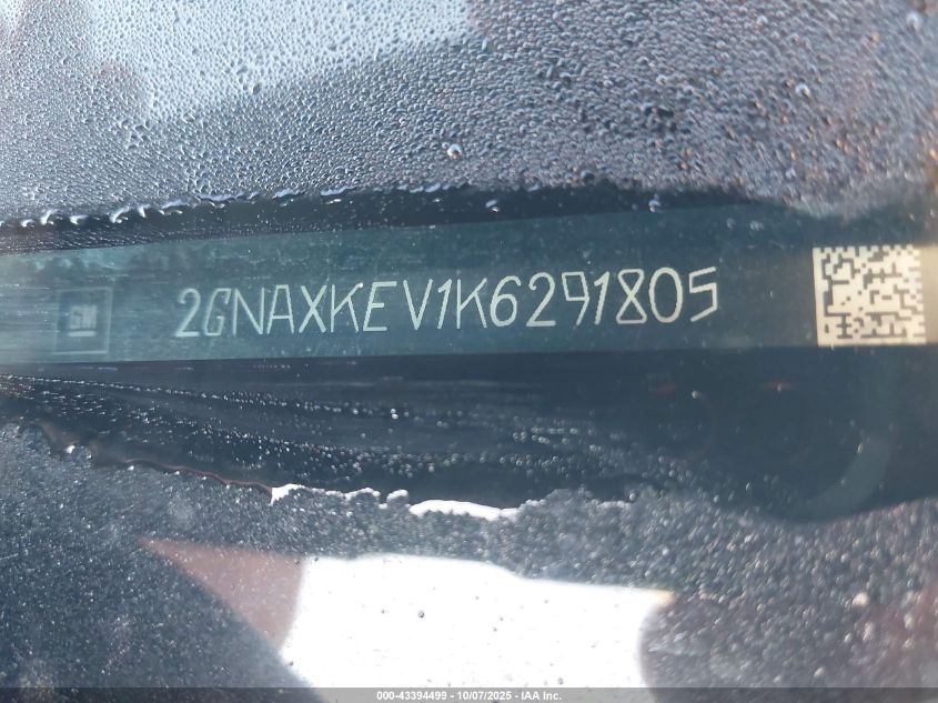 2019 Chevrolet Equinox Lt VIN: 2GNAXKEV1K6291805 Lot: 43394499