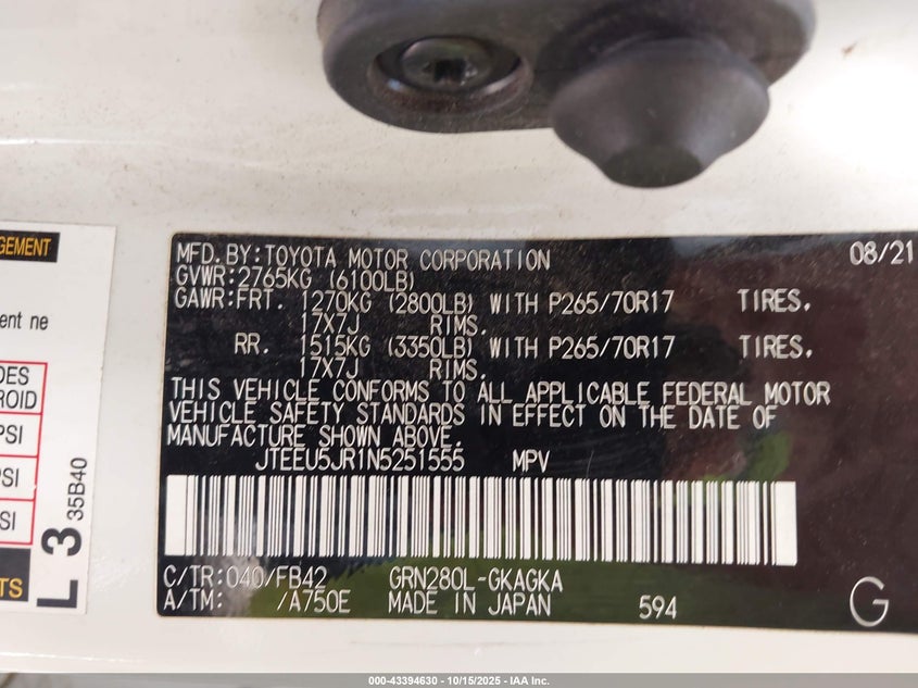 2022 TOYOTA 4RUNNER SR5 JTEEU5JR1N5251555