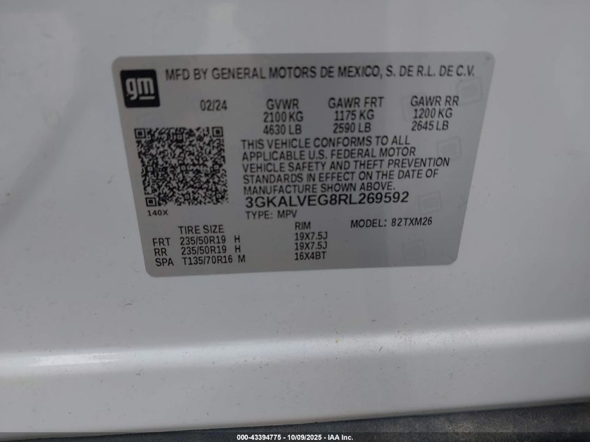 2024 GMC Terrain Awd Slt VIN: 3GKALVEG8RL269592 Lot: 43394775
