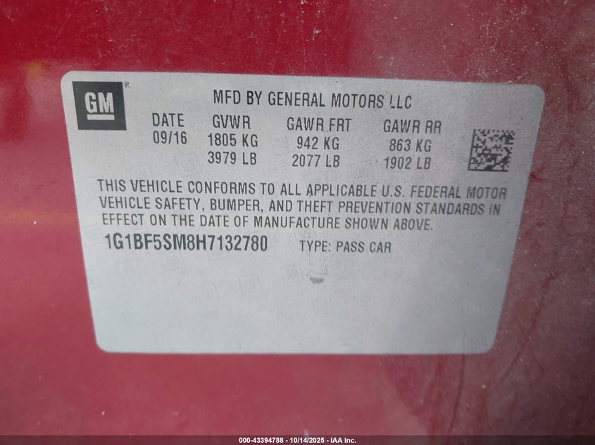 1G1BF5SM8H7132780 2017 CHEVROLET CRUZE photo no. 9