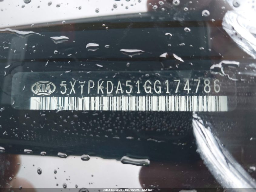 2016 Kia Sorento 3.3L Sx VIN: 5XYPKDA51GG174786 Lot: 43395020
