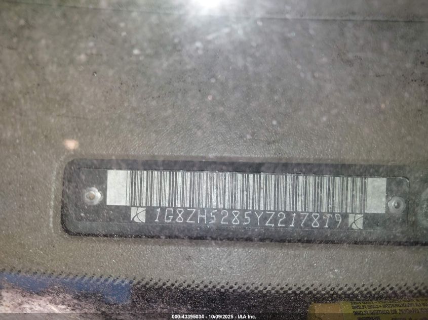 2000 Saturn Sl1 VIN: 1G8ZH5285YZ217819 Lot: 43395034