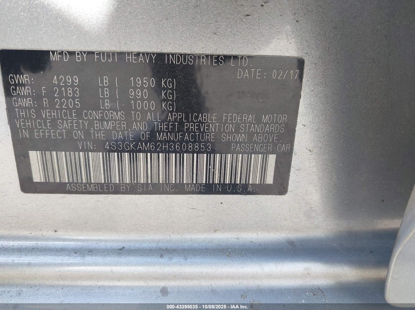 4S3GKAM62H3608853 2017 SUBARU IMPREZA photo no. 9