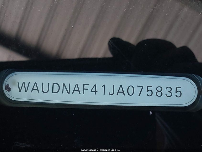 2018 Audi A4 2.0T Premium/2.0T Tech Premium VIN: WAUDNAF41JA075835 Lot: 43395096