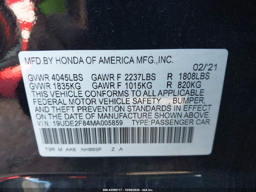 2021 ACURA ILX PREMIUM   A-SPEC PACKAGES/TECHNOLOGY   A-SPEC PACKAGES 19UDE2F84MA005859