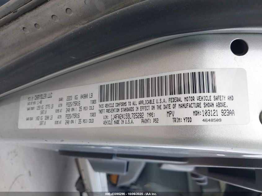 2009 Jeep Wrangler X VIN: 1J4FA24159L725282 Lot: 43395296