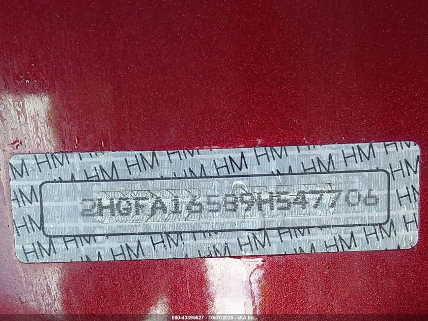 2009 Honda Civic Lx VIN: 2HGFA16589H547706 Lot: 43395627