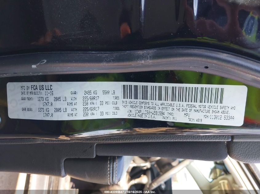 2017 Jeep Cherokee Latitude Fwd VIN: 1C4PJLCS0HW591594 Lot: 43395647