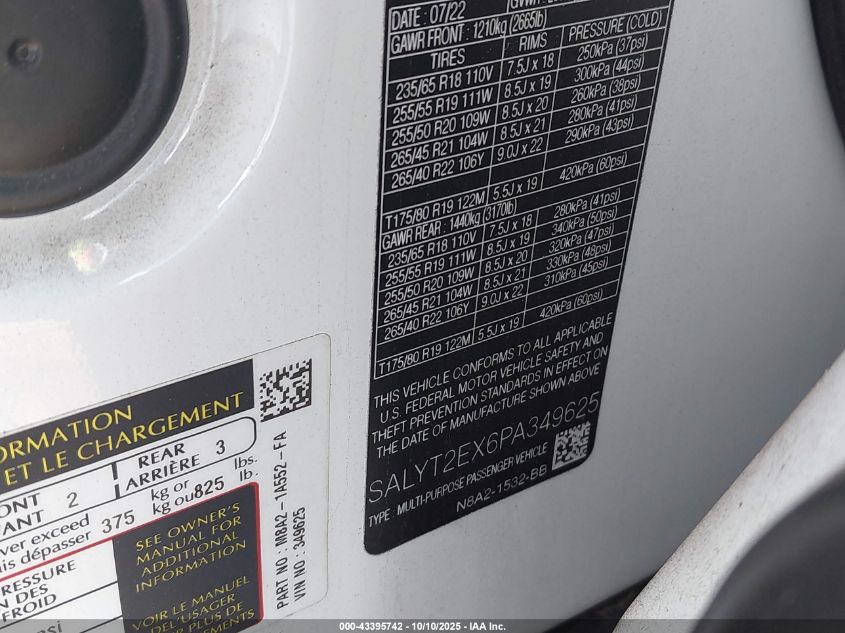 2023 Land Rover Range Rover Velar P250 R-Dynamic S VIN: SALYT2EX6PA349625 Lot: 43395742