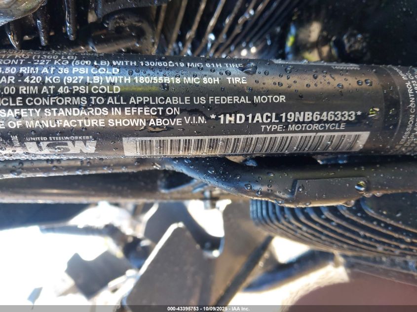 2022 Harley-Davidson Fltrxst VIN: 1HD1ACL19NB646333 Lot: 43395753