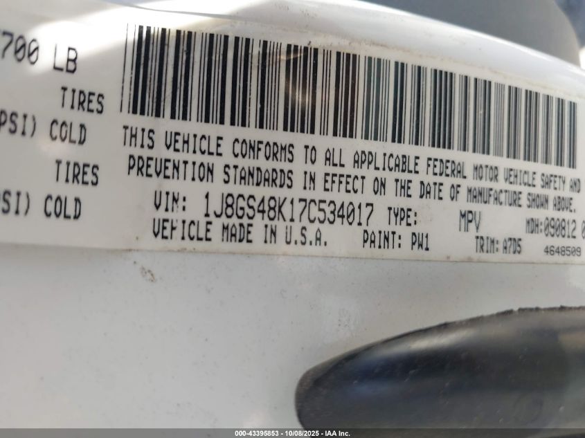 2007 Jeep Grand Cherokee Laredo VIN: 1J8GS48K17C534017 Lot: 43395853