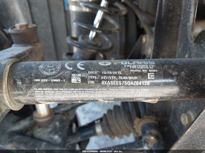 2016 Polaris Sportsman 570 Eps VIN: 4XASEE575GA264128 Lot: 43395895