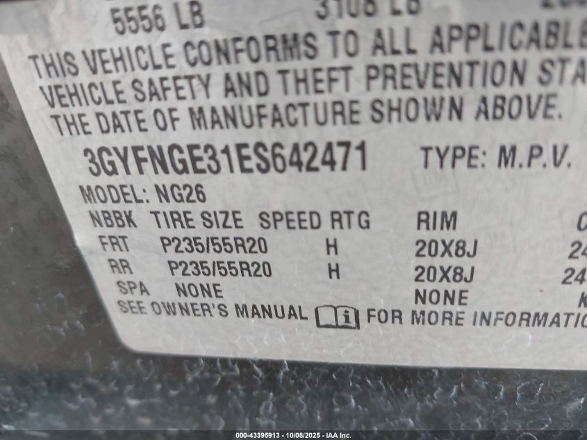 2014 Cadillac Srx Premium Collection VIN: 3GYFNGE31ES642471 Lot: 43395913