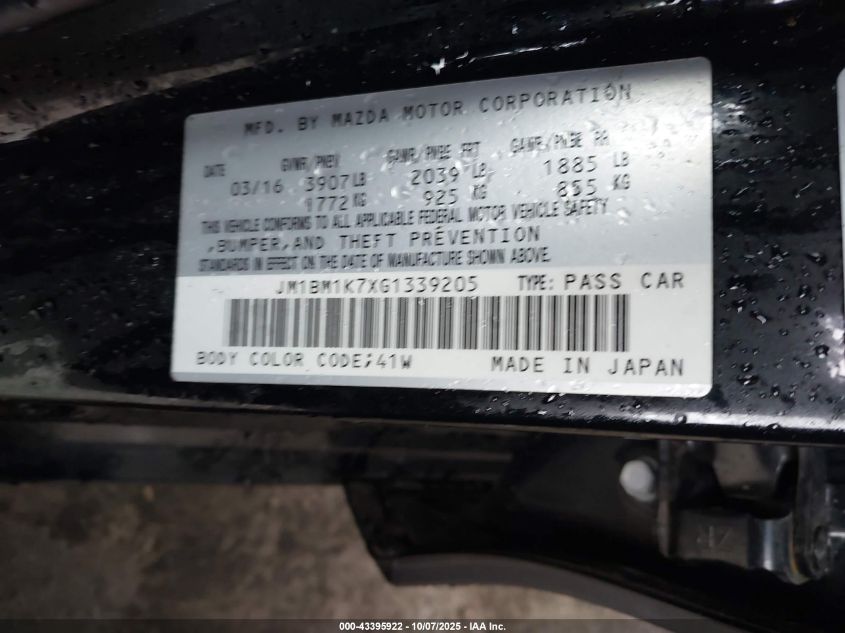 2016 Mazda Mazda3 I Sport VIN: JM1BM1K7XG1339205 Lot: 43395922