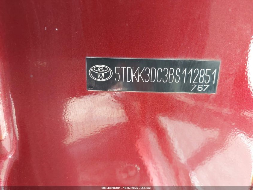 2011 Toyota Sienna Le V6 VIN: 5TDKK3DC3BS112851 Lot: 43396101
