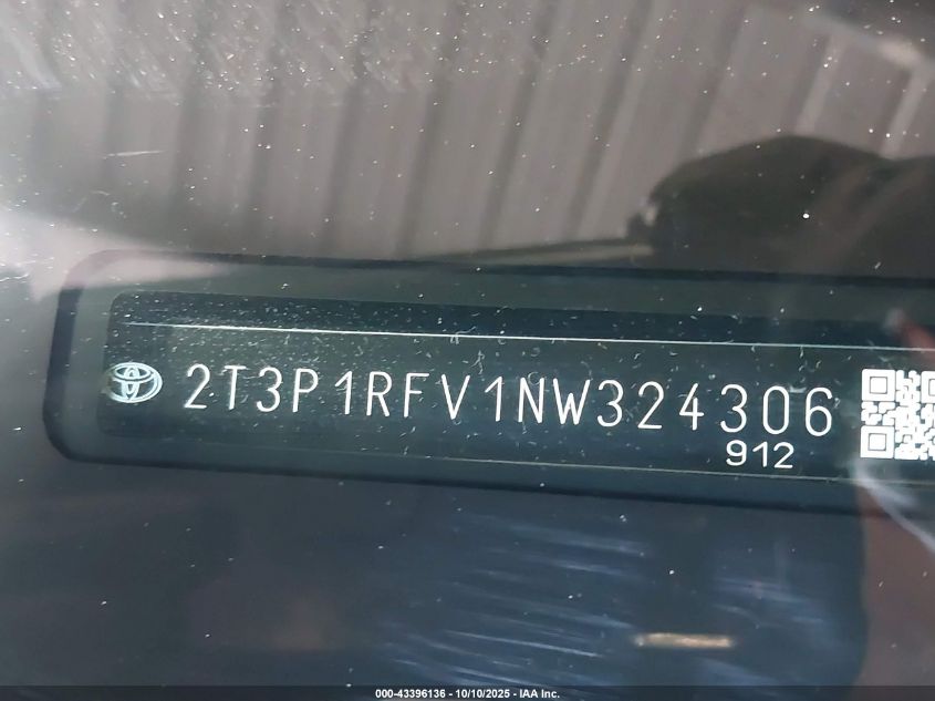 2022 Toyota Rav4 Xle VIN: 2T3P1RFV1NW324306 Lot: 43396136