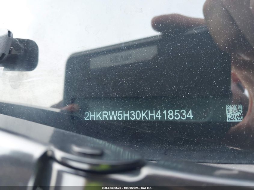 2019 Honda Cr-V Lx VIN: 2HKRW5H30KH418534 Lot: 43396520