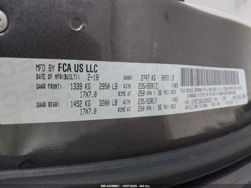 2018 Chrysler Pacifica Touring L VIN: 2C4RC1BGXJR246253 Lot: 43396601