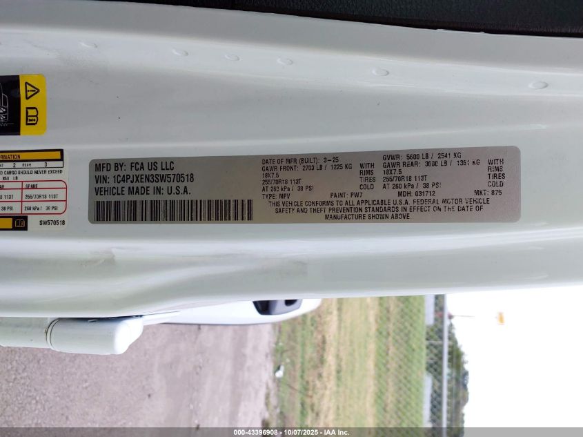 2025 Jeep Wrangler 4-Door Sahara 4X4 VIN: 1C4PJXEN3SW570518 Lot: 43396908