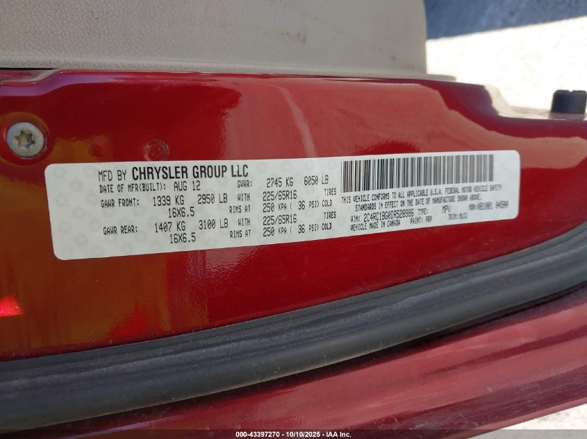 2013 Chrysler Town & Country Touring VIN: 2C4RC1BG0DR528986 Lot: 43397270