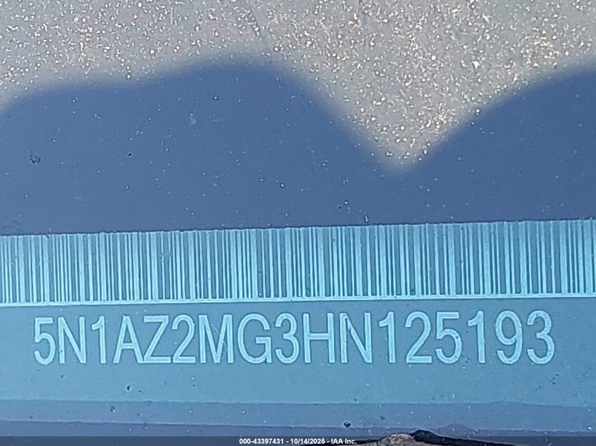 2017 NISSAN MURANO S 5N1AZ2MG3HN125193