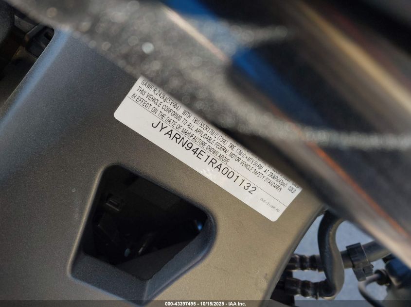 2024 Yamaha Mt09 VIN: JYARN94E1RA001132 Lot: 43397495