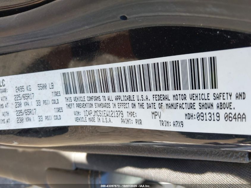 2014 Jeep Cherokee Latitude VIN: 1C4PJMCS1EW121379 Lot: 43397573