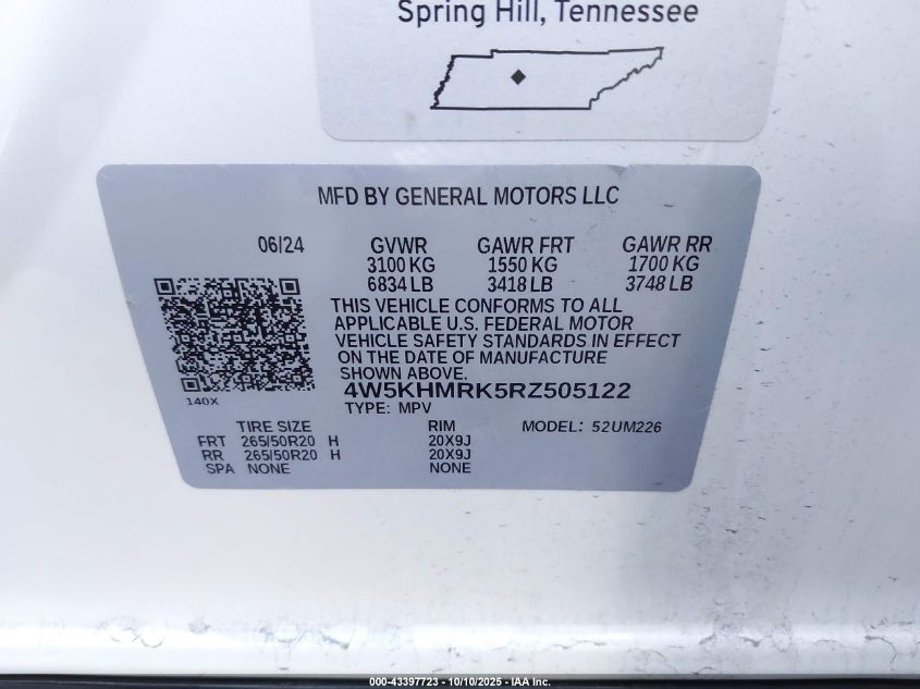 2024 Acura Zdx A-Spec VIN: 4W5KHMRK5RZ505122 Lot: 43397723