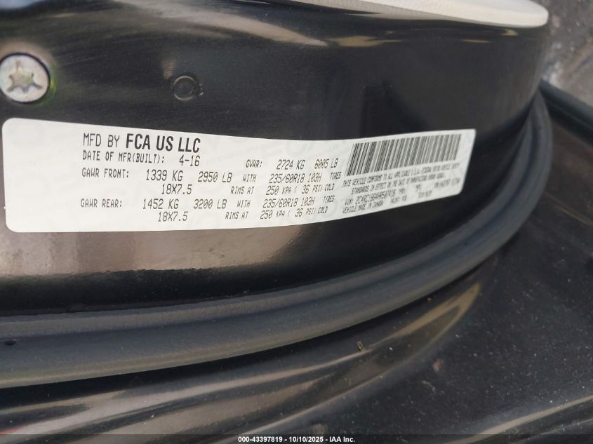 2017 Chrysler Pacifica Touring-L VIN: 2C4RC1BG4HR507418 Lot: 43397819