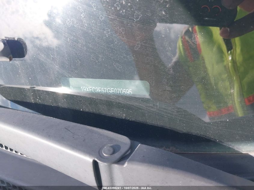 2016 Honda Civic Lx VIN: 19XFC2F57GE070595 Lot: 43398241