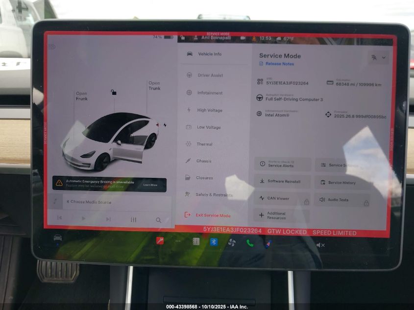 2018 Tesla Model 3 Long Range/Mid Range VIN: 5YJ3E1EA3JF023264 Lot: 43398568