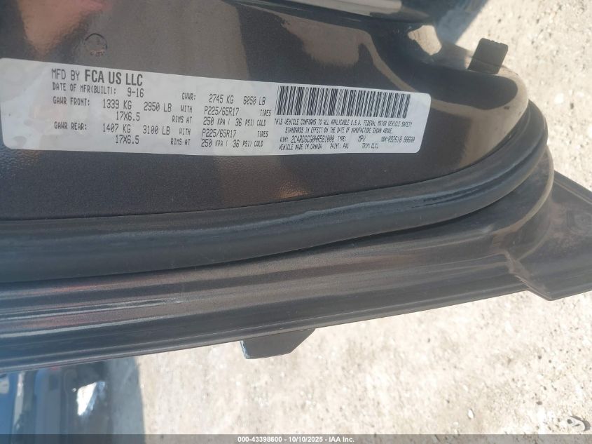 2017 Dodge Grand Caravan Sxt VIN: 2C4RDGCG0HR581000 Lot: 43398600