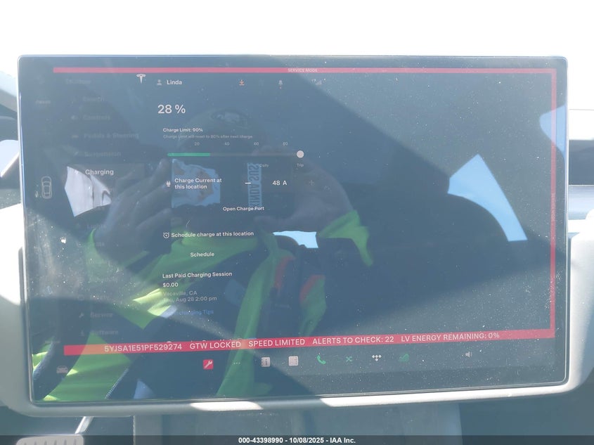 2023 Tesla Model S Dual Motor All-Wheel Drive/Standard Range VIN: 5YJSA1E51PF529274 Lot: 43398990