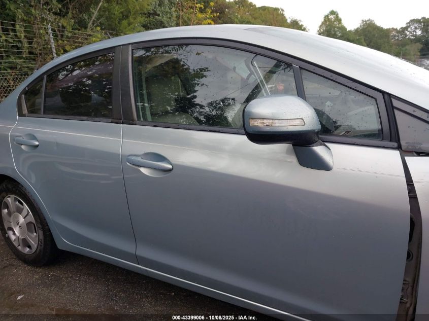 2012 Honda Civic Hybrid VIN: JHMFB4F35CS001309 Lot: 43399006