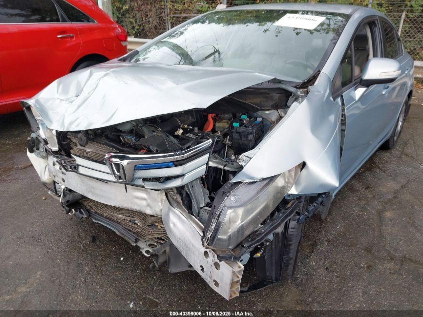 2012 Honda Civic Hybrid VIN: JHMFB4F35CS001309 Lot: 43399006