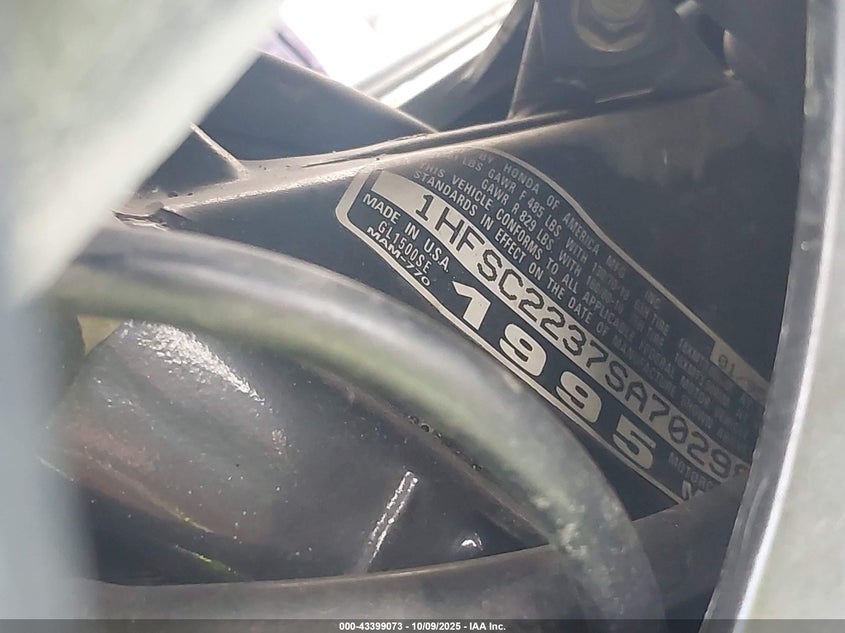 1995 Honda Gl1500 Se12 VIN: 1HFSC2237SA702984 Lot: 43399073