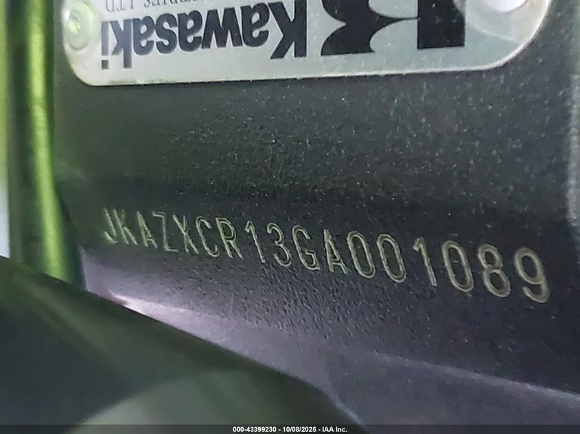 2016 Kawasaki Zx1000 R VIN: JKAZXCR13GA001089 Lot: 43399230