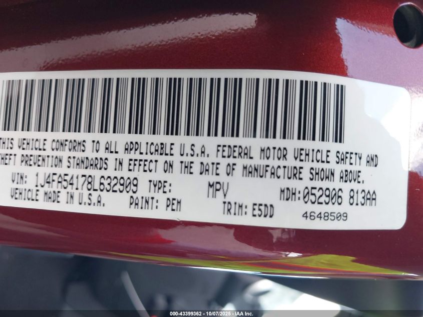 2008 Jeep Wrangler Sahara VIN: 1J4FA54178L632909 Lot: 43399362