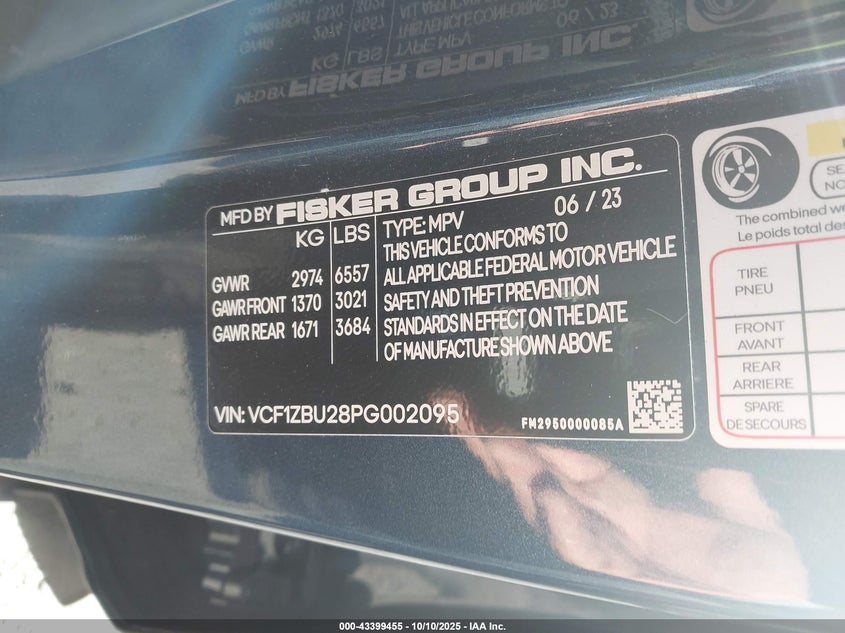 VCF1ZBU28PG002095 2023 FISKER OCEAN photo no. 9