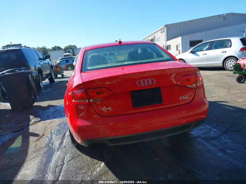 2012 Audi A4 2.0T Premium VIN: WAUFFAFL9CA082189 Lot: 43399477