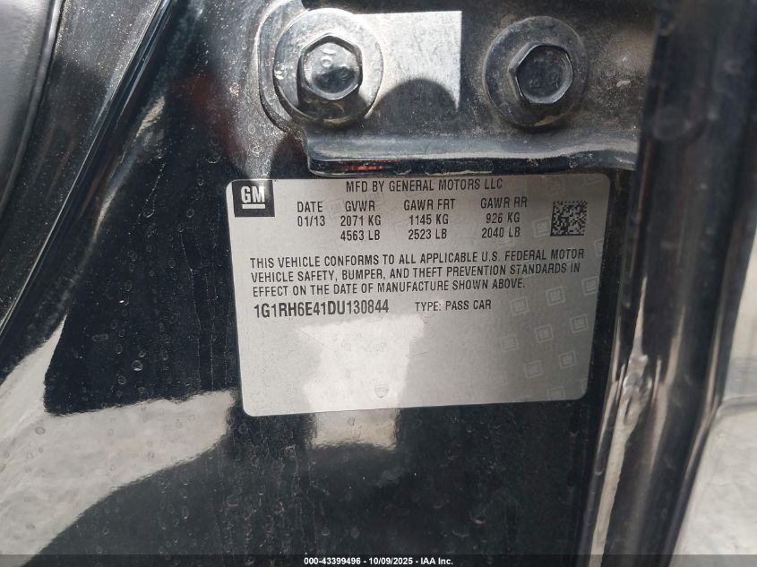 2013 Chevrolet Volt VIN: 1G1RH6E41DU130844 Lot: 43399496