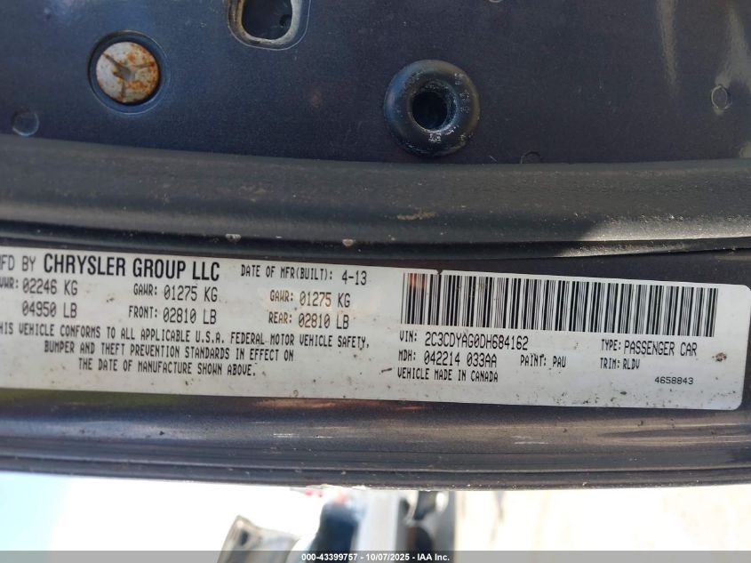 2013 Dodge Challenger Sxt Plus VIN: 2C3CDYAG0DH684162 Lot: 43399757