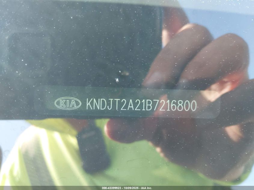 2011 Kia Soul + VIN: KNDJT2A21B7216800 Lot: 43399923