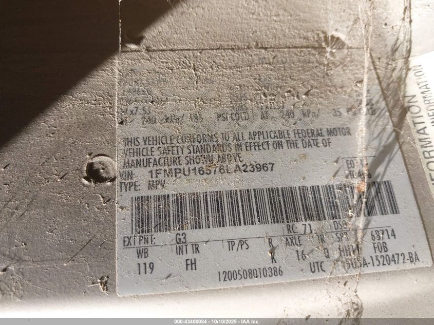 2006 Ford Expedition Xlt/Xlt Sport VIN: 1FMPU16576LA23967 Lot: 43400084