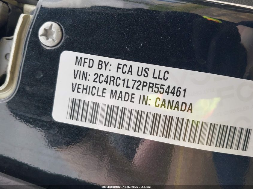 2023 Chrysler Pacifica Hybrid Touring L VIN: 2C4RC1L72PR554461 Lot: 43400182