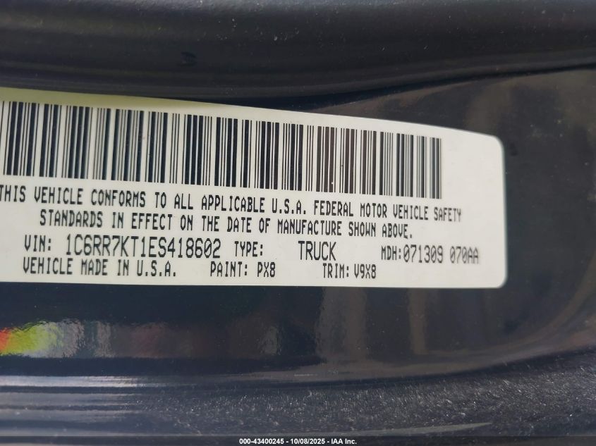 2014 Ram 1500 Express VIN: 1C6RR7KT1ES418602 Lot: 43400245