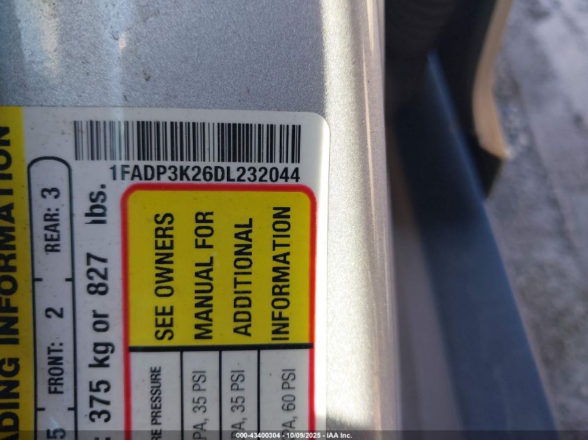 2013 Ford Focus Se VIN: 1FADP3K26DL232044 Lot: 43400304