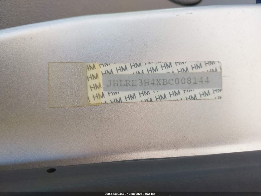 2011 Honda Cr-V Se VIN: JHLRE3H4XBC008144 Lot: 43400447