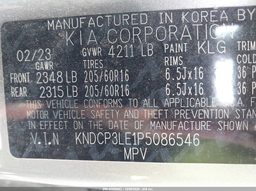 2023 KIA NIRO LX KNDCP3LE1P5086546