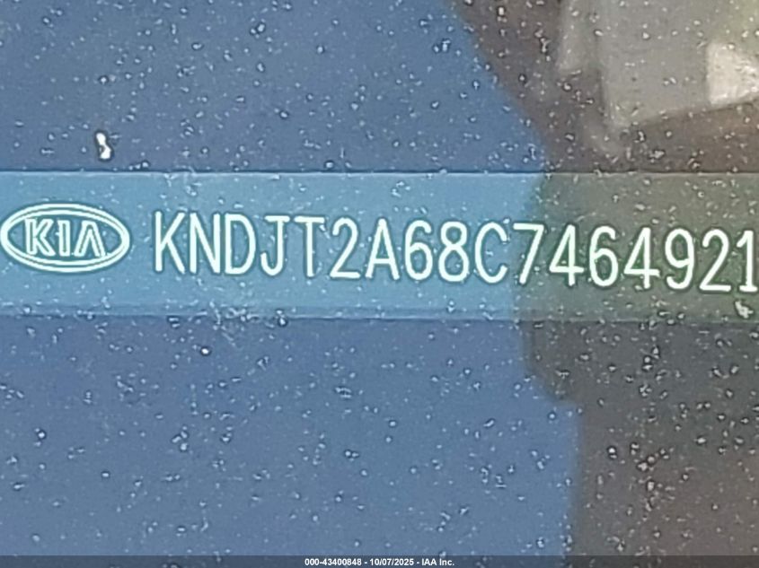 2012 Kia Soul + VIN: KNDJT2A68C7464921 Lot: 43400848